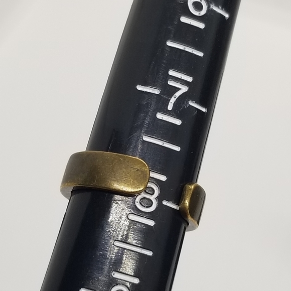 bronze open ring Peace inscription signed PW size 8 - Picture 4 of 4